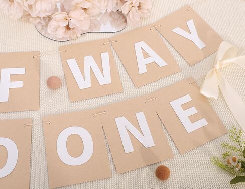 Half Way To One Banner with Bow - Simple 1/2 Birthday Party Decorations,White Ribbon Bow Half Birthday Banner,Rustic Hanging Garland for Cake Smash,6 Months Party Photo Props in Saudi Arabia
