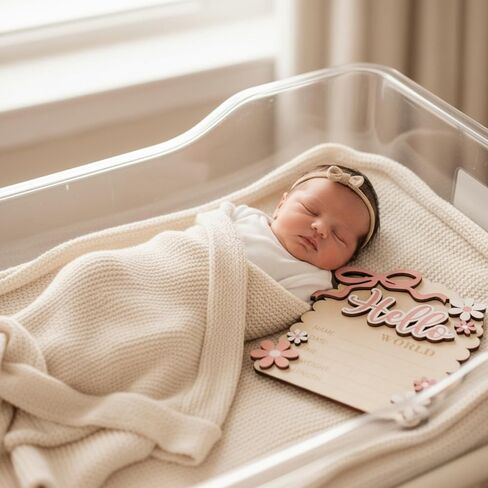 Announcement Sign, Hello World Newborn Sign for Hospital, She’s Here Card, Baby Announcements Ideas, Newborn Photography Props Double-Sided in Saudi Arabia