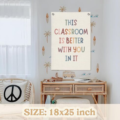 Boho Classroom Decor Canvas Banner,Classroom Essentials for Teachers,Classroom Decor,This Classroom is Better with You In It,Positive Affirmations Wall Decor Hanging Pennant Flag for Classroom,Homeschool 18x25 Inch in Saudi Arabia