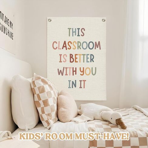 Boho Classroom Decor Canvas Banner,Classroom Essentials for Teachers,Classroom Decor,This Classroom is Better with You In It,Positive Affirmations Wall Decor Hanging Pennant Flag for Classroom,Homeschool 18x25 Inch in Saudi Arabia