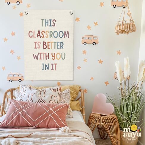 Boho Classroom Decor Canvas Banner,Classroom Essentials for Teachers,Classroom Decor,This Classroom is Better with You In It,Positive Affirmations Wall Decor Hanging Pennant Flag for Classroom,Homeschool 18x25 Inch in Saudi Arabia