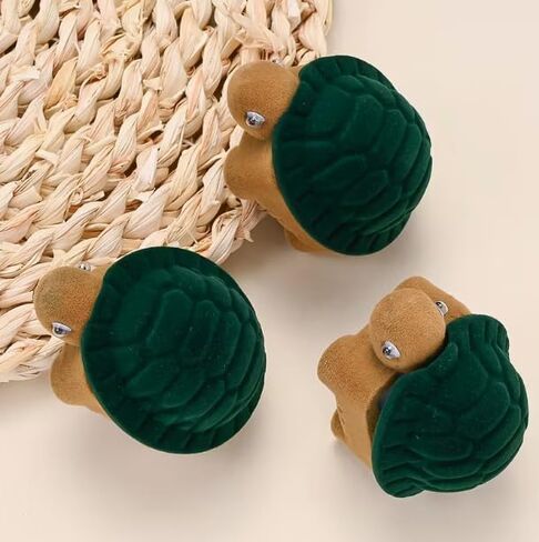 Cute Turtle Velvet jewelry Box, Creative Animal Shaped Jewelry box, Portable Mini Jewelry Box, Fun Gift Ring Storage Box, Soft Material Daily Accessory Organizer for Ring Earrings Necklace in Saudi Arabia