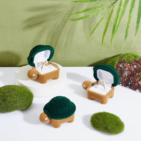 Cute Turtle Velvet jewelry Box, Creative Animal Shaped Jewelry box, Portable Mini Jewelry Box, Fun Gift Ring Storage Box, Soft Material Daily Accessory Organizer for Ring Earrings Necklace in Saudi Arabia