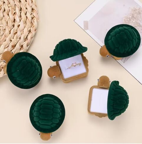 Cute Turtle Velvet jewelry Box, Creative Animal Shaped Jewelry box, Portable Mini Jewelry Box, Fun Gift Ring Storage Box, Soft Material Daily Accessory Organizer for Ring Earrings Necklace in Saudi Arabia