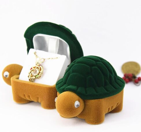 Cute Turtle Velvet jewelry Box, Creative Animal Shaped Jewelry box, Portable Mini Jewelry Box, Fun Gift Ring Storage Box, Soft Material Daily Accessory Organizer for Ring Earrings Necklace in Saudi Arabia