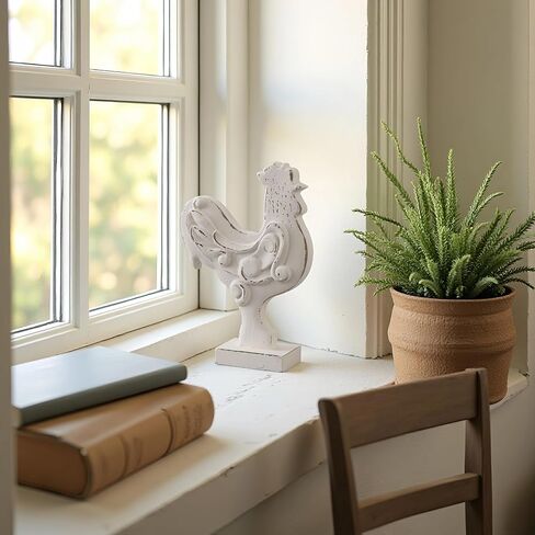 Farmhouse Small Bird Figurines Home Decor for Shelf 6 X 8 Inch, Handmade Distressed White Wooden Decorative Birds Statue Table Decorations for Foyer Dining Room Living Room Bedroom in Saudi Arabia