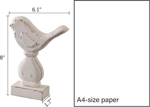 Farmhouse Small Bird Figurines Home Decor for Shelf 6 X 8 Inch, Handmade Distressed White Wooden Decorative Birds Statue Table Decorations for Foyer Dining Room Living Room Bedroom in Kuwait