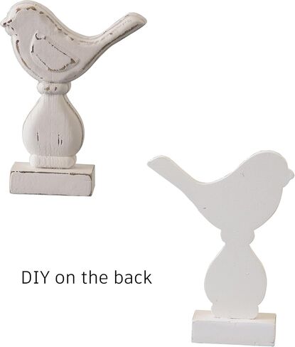 Farmhouse Small Bird Figurines Home Decor for Shelf 6 X 8 Inch, Handmade Distressed White Wooden Decorative Birds Statue Table Decorations for Foyer Dining Room Living Room Bedroom in Kuwait