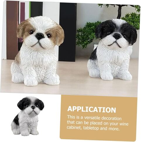 Levemolo Shih Tzu Figurine Resin Puppy Ornament 5.11 Inch Lifelike Dog Adornment Home Decor Accent for Tabletop Display and Wine Cabinet in Saudi Arabia