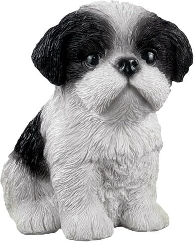 Levemolo Shih Tzu Figurine Resin Puppy Ornament 5.11 Inch Lifelike Dog Adornment Home Decor Accent for Tabletop Display and Wine Cabinet in Saudi Arabia