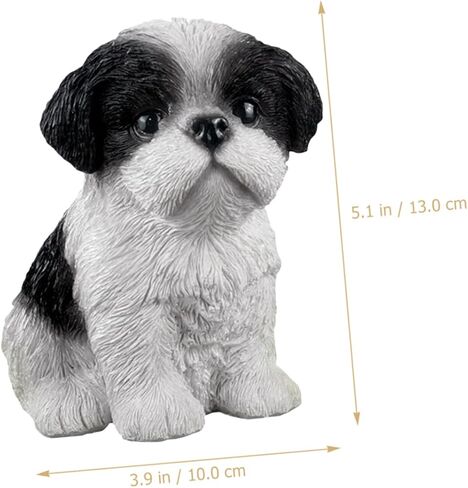 Levemolo Shih Tzu Figurine Resin Puppy Ornament 5.11 Inch Lifelike Dog Adornment Home Decor Accent for Tabletop Display and Wine Cabinet in Saudi Arabia