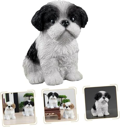 Levemolo Shih Tzu Figurine Resin Puppy Ornament 5.11 Inch Lifelike Dog Adornment Home Decor Accent for Tabletop Display and Wine Cabinet in Saudi Arabia