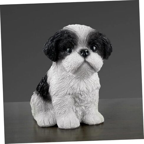 Levemolo Shih Tzu Figurine Resin Puppy Ornament 5.11 Inch Lifelike Dog Adornment Home Decor Accent for Tabletop Display and Wine Cabinet in Saudi Arabia