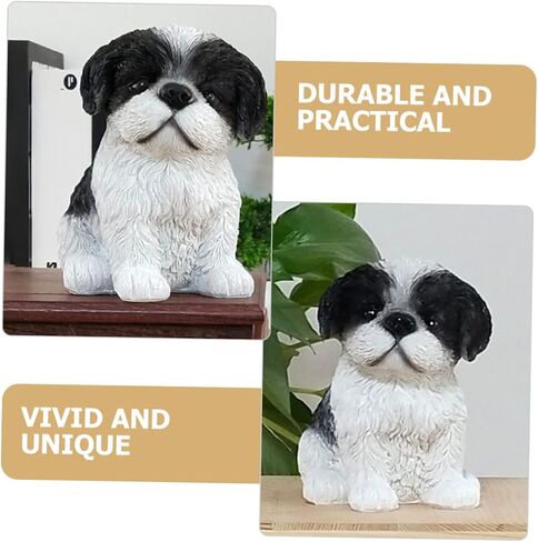 Levemolo Shih Tzu Figurine Resin Puppy Ornament 5.11 Inch Lifelike Dog Adornment Home Decor Accent for Tabletop Display and Wine Cabinet in Saudi Arabia
