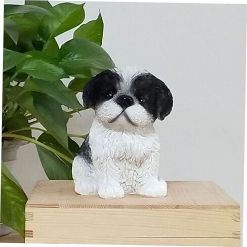 Levemolo Shih Tzu Figurine Resin Puppy Ornament 5.11 Inch Lifelike Dog Adornment Home Decor Accent for Tabletop Display and Wine Cabinet in Saudi Arabia