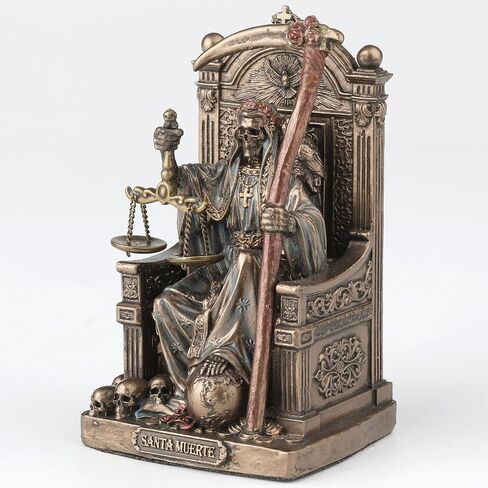 Veronese Design 3 3/8 Inch Santa Muerte Seating On Throne Holding Scythe and Scale Polystone Hand Painted Bronze Finish Collectible Figurine Home Decor in Saudi Arabia