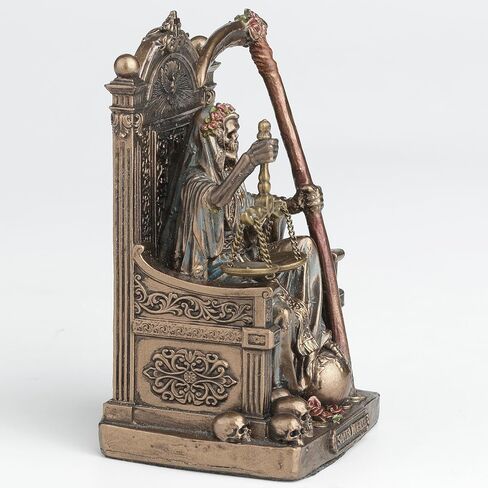Veronese Design 3 3/8 Inch Santa Muerte Seating On Throne Holding Scythe and Scale Polystone Hand Painted Bronze Finish Collectible Figurine Home Decor in Saudi Arabia