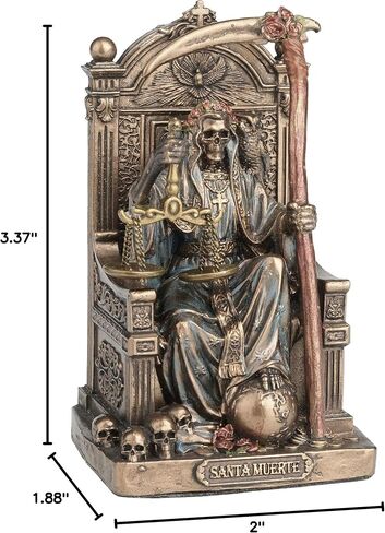 Veronese Design 3 3/8 Inch Santa Muerte Seating On Throne Holding Scythe and Scale Polystone Hand Painted Bronze Finish Collectible Figurine Home Decor in Saudi Arabia