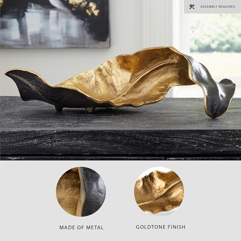 Signature Design by Ashley Melinda Modern Metal Leaf Sculpture, Gold & Black in Saudi Arabia
