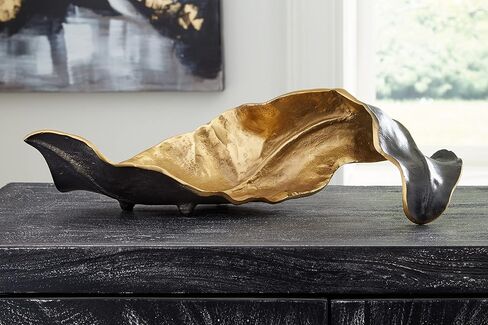 Signature Design by Ashley Melinda Modern Metal Leaf Sculpture, Gold & Black in Saudi Arabia