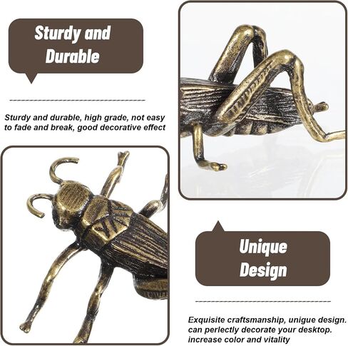 Vintage Brass Cricket Figurine, 3D Retro Fengshui Cricket Brass Statue Animal Figure Bug Decor Sculpture for Desktop Decorate in Saudi Arabia