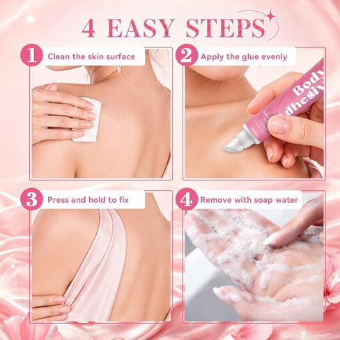 Body Glue, 30ml Body Adhesive for Low-Cut Tops, Strapless Dresses, Blouses, Wigs, Bras, Safe Skin Glue for Women, Models, Dancers and Fashion Lovers, Sweat-Resistant and Quick-Drying Fashion Glue in Saudi Arabia