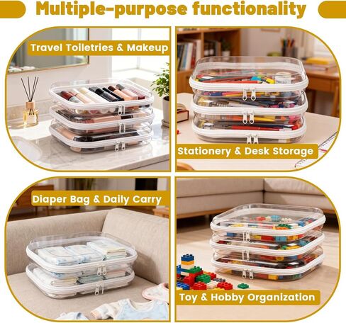 3 Pack Plastic Clear Hard Shell Zipper Case, Waterproof Clear Zipper Pouches Hard Shell, Large Size Zipper Pouches for Travel, Makeup Bag Organizer in Kuwait