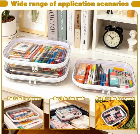 3 Pack Plastic Clear Hard Shell Zipper Case, Waterproof Clear Zipper Pouches Hard Shell, Large Size Zipper Pouches for Travel, Makeup Bag Organizer in Kuwait