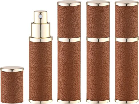 Fusupak Travel Perfume Bottle Refillable - Mini Leather Cologne Atomizer Sprayer Portable - Empty Small Size Fragrance Pump Dispenser Container for Men Women Gifts - Small Refill 10ml 4 PCS in Saudi Arabia