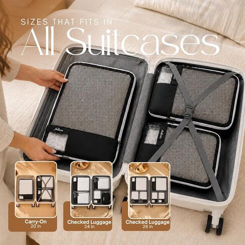 Luxury 8 Set Compression Packing Cubes for Travel. Heaven Sent.- Lightweight Luggage Organizer Bags - Durable Space Saver Bags - Travel Essentials in Saudi Arabia