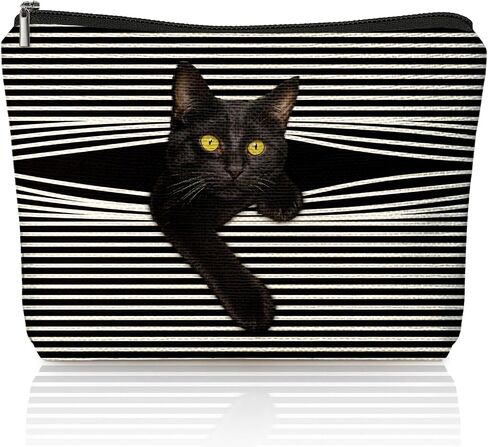 Funny Cat Makeup Bag & Travel Pouches for Toiletries, Funny Black Cat Gifts for Women & Teen Girls, Cats Gifts Lovers for Travel & Christmas，Kitty Cosmetic Zipper Travel Toiletry Bag in Saudi Arabia