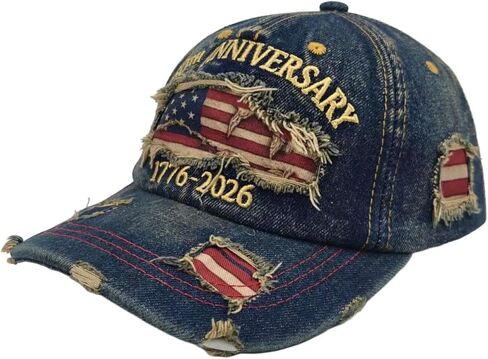 USA 250th Anniversary Hat, Adjustable 250th Anniversary Printed Patriotic Baseball Caps, Tribute Retro Washed Hat in Saudi Arabia