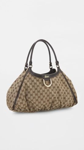 WHAT GOES AROUND COMES AROUND Women's Pre-Loved Gucci Canvas D Ring Abbey Large Tote Bag in Saudi Arabia