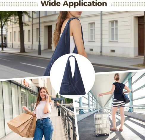Denim Hobo Bag for Women, Large Jean Shoulder Tote with Soft Slouchy Shape, Casual Everyday Denim Purse with Front Pocket for Work Shopping Travel Daily Carry in Saudi Arabia