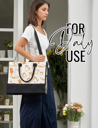 InnoBeta Orange Cat Gifts for Women Canvas Tote Bag, Orange Cat Gifts Tote with Top Zipper Closure and Shoulder Strap for Birthday, Mother's Day, Christmas in Saudi Arabia