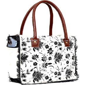 CLA Upcycle Canvas Bag With Leather - Handmade Tote, Shoulder Bag, Handbag for Women in Saudi Arabia