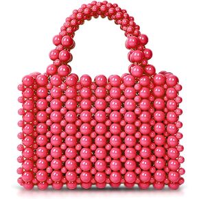 Women Bead Clutch Purse,Evening Bags, Square Pink Handbags, Tote Bag for Party Wedding Travel in Saudi Arabia