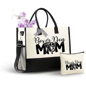 InnoBeta Boxer Dog Gifts for Women Canvas Tote Bag, Boxer Dog Gifts Tote with Top Zipper Closure and Shoulder Strap for Birthday, Mother's Day, Christmas in Saudi Arabia