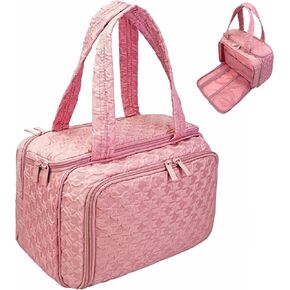 SMONT Toiletry Bag for Traveling Women, 11.5" Large Travel Makeup Toiletries Skincare Bag, Big Cosmetic Cosmetiquera Pink in Saudi Arabia