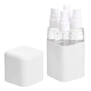 4-in-1 Travel Bottle Set Leak-Proof & TSA Approved - 50ml Refillable Containers Kit for Shampoo, Conditioner, Lotion - Portable Toiletry Accessories with Labels & Storage Box (Light Grey) in Saudi Arabia