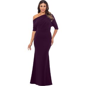 Betsy & Adam Women's Betsy & Adam Women's V-Neck Chiffon Embroidered Applique Bodice Short Sleeve Flowy Floor Length Dress in Saudi Arabia