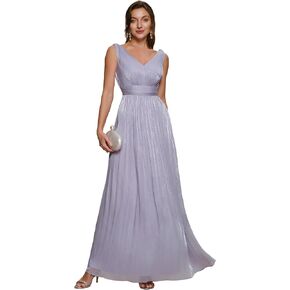 Ever-Pretty Women's Summer Flowy Shimmer V Neck Sleeveless Beach Wedding Guest Dresses Maxi Lightweight Formal Dress 02805 in Saudi Arabia