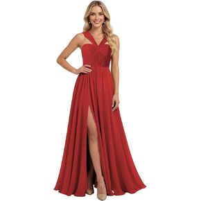 Halter Chiffon Bridesmaid Dress for Women Pleats Formal Wedding Guest Dress L01051 in Saudi Arabia