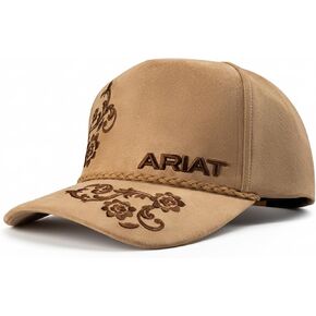 ARIAT Women's Embroidered Paisley Suede Snapback Rope Cap, Curved Brim, Tan in Saudi Arabia