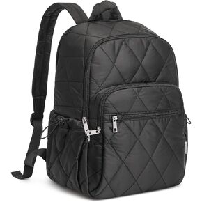 G4Free Quilted Travel Backpack for Women College Puffer 15 Inch Laptop Backpacks Casual Daypack with Anti-theft Buckle (Beige) in Saudi Arabia