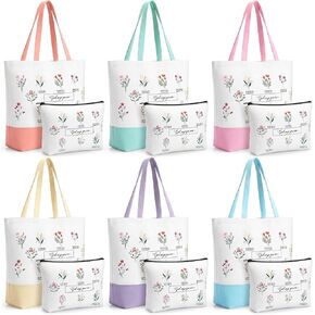 Aliceset 12 Pcs Christian Religious Gift for Women Bulk Included Bible Verse Canvas Tote Bag with Cosmetic Bag for Her Women Sister Mom Wife Birthday Mothers Day(Flower) in Saudi Arabia
