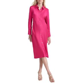 DKNY Women's Long Sleeve Collared Neck Midi Shirtdress in Saudi Arabia