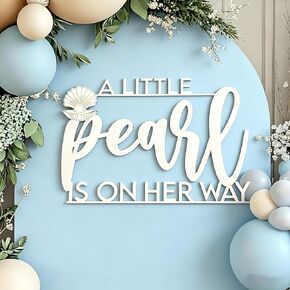 A Little Pearl is On The Way Sign for Backdrop,Wooden Baby Shower Party Decorations for Under The Sea,Ocean Theme Party Decor in Saudi Arabia