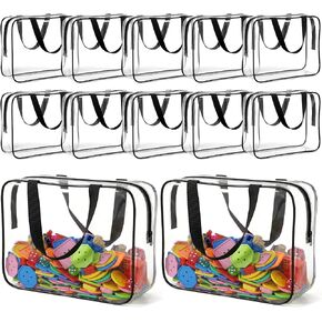 MAQUITA 12 Pack Large Clear Toiletry Cosmetic Makeup Bag with Zipper and Handle, 4 x 9 x 12 Inches PVC Toiletry Travel Bag Waterproof Cosmetic Tote Pouch Transparent Storage Organizer for Women Men in Saudi Arabia