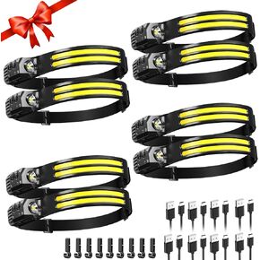 Rechargeable Headlamp 8 Pack, LED Headlight Flashlight Super Bright with 230° Wide Beam, Motion Sensor, 5 Modes Waterproof Head Lamp for Outdoor Hiking Running Camping in Kuwait